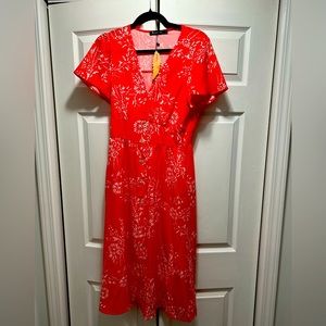 Red Sundress, White Floral detail